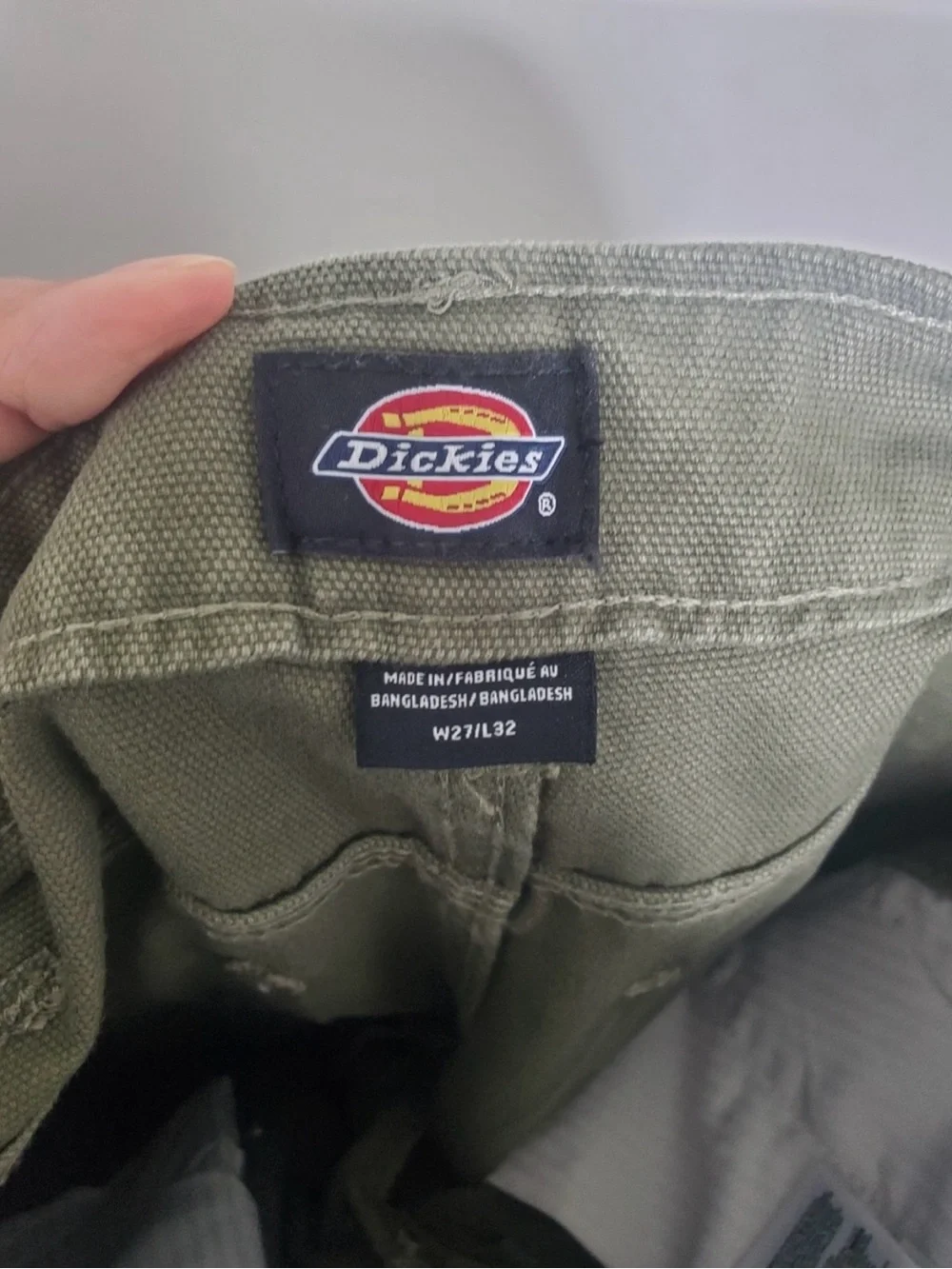 Dickies Olive Green Mid Rise Double Knee Canvas Carpenter Pants - Picture 6 of 8
